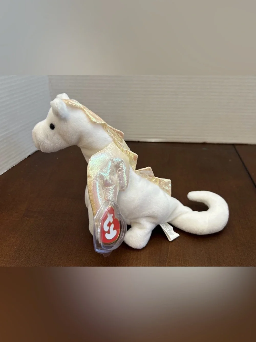 Vintage Ty Beanie Baby - Magic the White Dragon with Iridescent Wings (1995)⁠